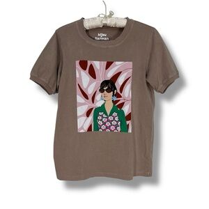 Bijou Karman Brown Tshirt 100% Cotton Graphic Tee Target Artist Print Tan Sz XS
